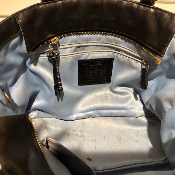 Coach Black Leather Tote with Gold Accents - Picture 7 of 10